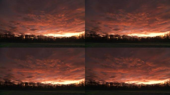 高清时间重叠：日落时的云景
