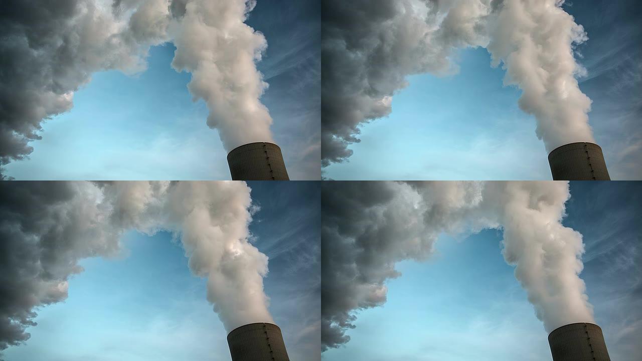 烟堆冒烟大气排放发电厂