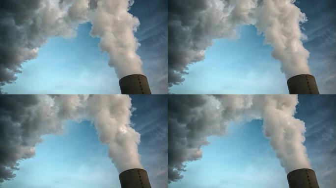烟堆冒烟大气排放发电厂