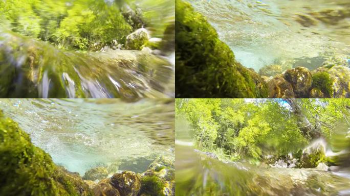 POV清洁流山涧溪流水下摄像
