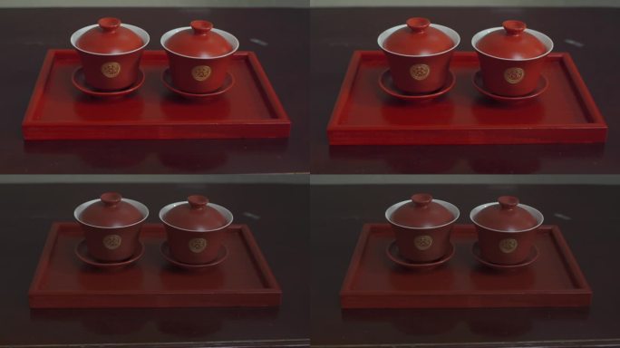 红色敬茶茶碗托盘