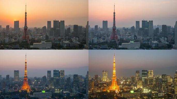 东京铁塔昼夜时间流逝