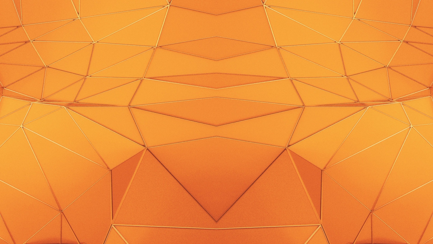 【4K时尚背景】橙色几何图形金边立体3D