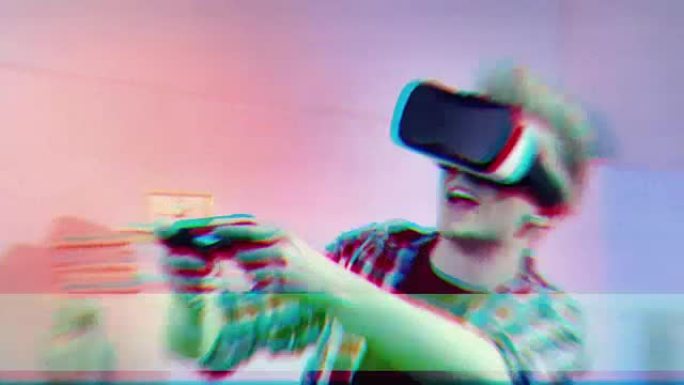 玩游戏控制器VR体验男子3D