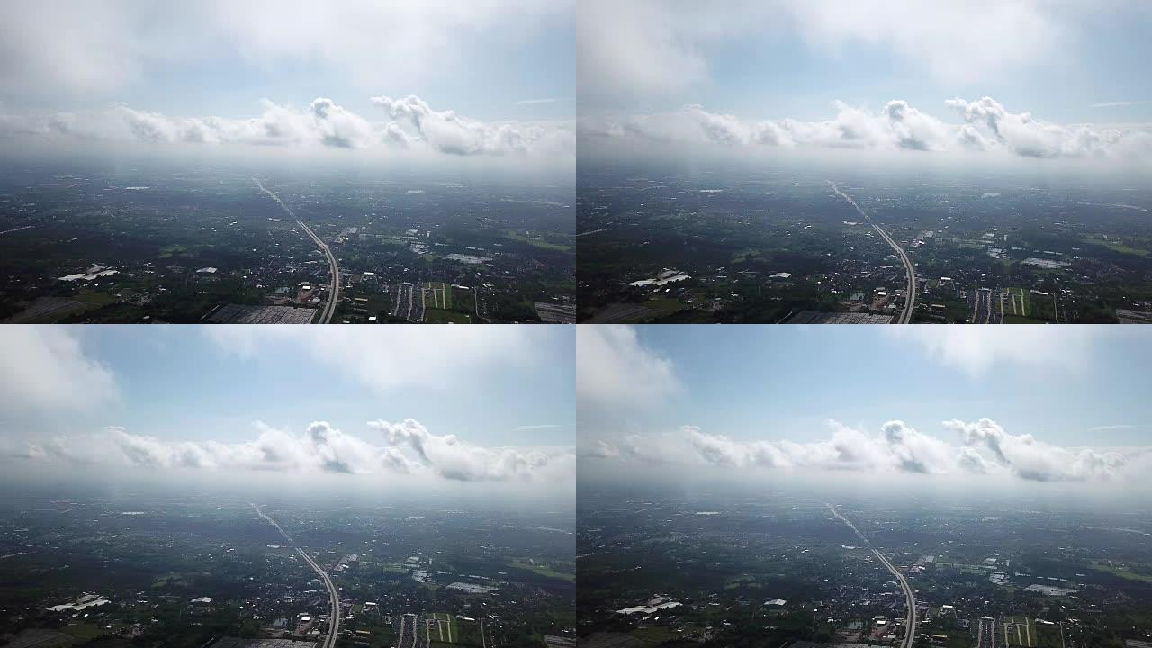 天空上的航拍视频，以云彩为背景