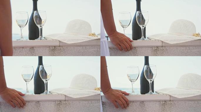 SLO MO女人，葡萄酒和夏日帽子
