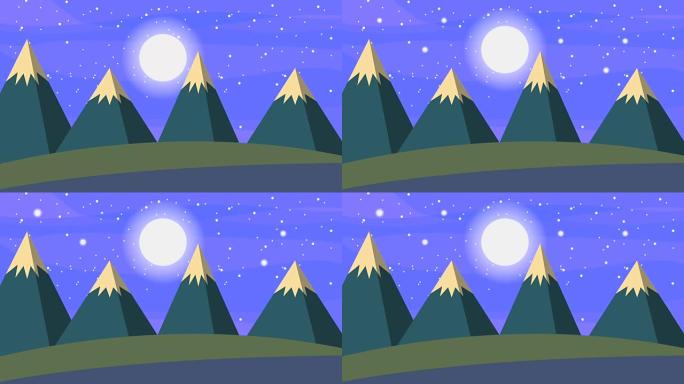 景观之夜繁星点点的月亮天空和雪山
