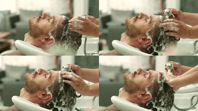 洗发外国人洗头发外国男人