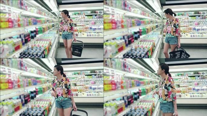 亚洲女性在超市购物
