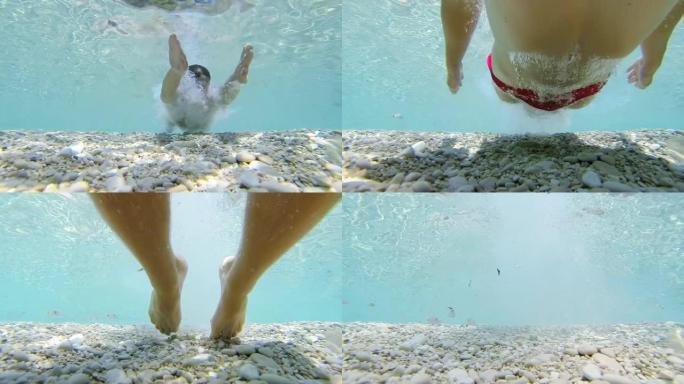 高清慢速运动：在镜头上游泳