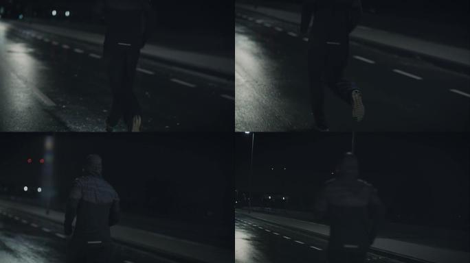 男人晚上慢跑