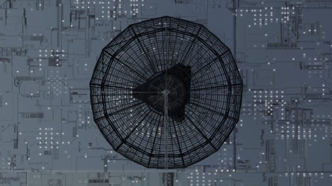穿梭通信雷达科幻设备三维城市金属背景