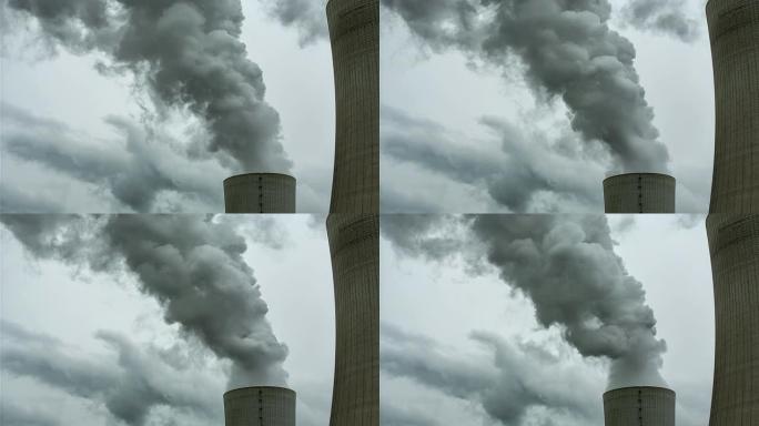发电厂的烟雾烟囱污染废气排放石化油化工火
