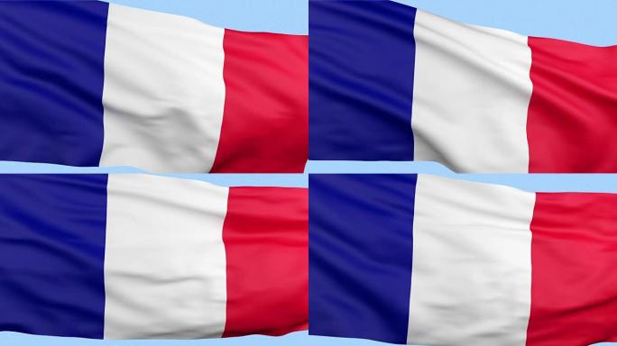 法国国旗挥舞可循环