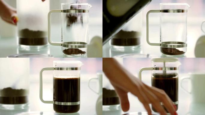 咖啡制作博士冲泡咖啡倒热水