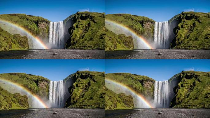 冰岛斯科加福斯瀑布的彩虹