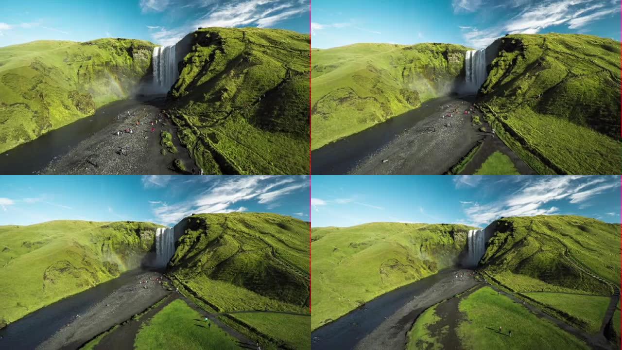 冰岛的AerialSkogafoss瀑布