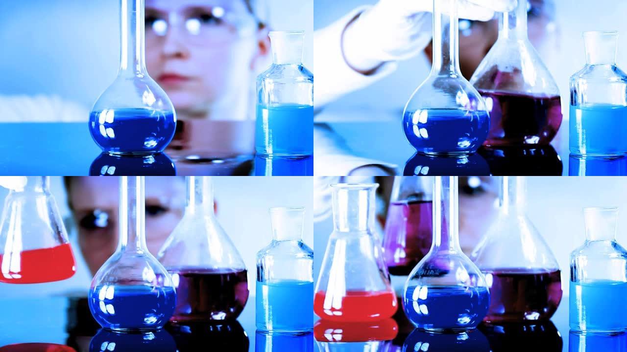 科学家在实验室对液体样本进行分类