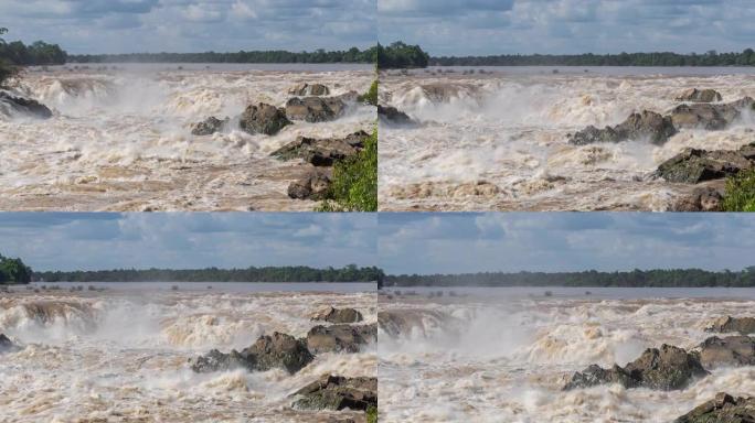 4K时间流逝孔法蓬瀑布孔法蓬瀑布位于老挝湄公河