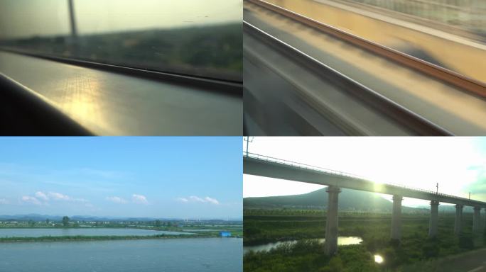 高铁动车窗外旅途多样风景