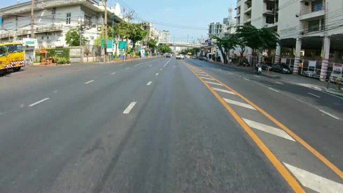 4K更快的交通速度在泰国曼谷的krung thon buri路，以城市中心为概念的交通
