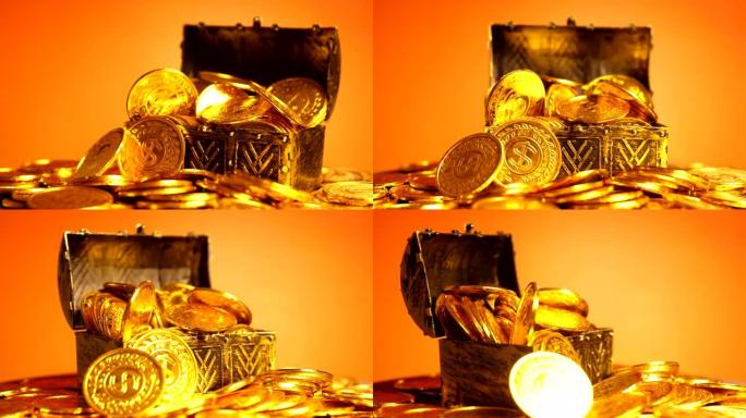 宝箱里的金币金银财宝宝藏虚拟货币