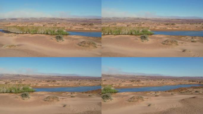纳米比亚纳米布沙漠绿洲的4k平移视图