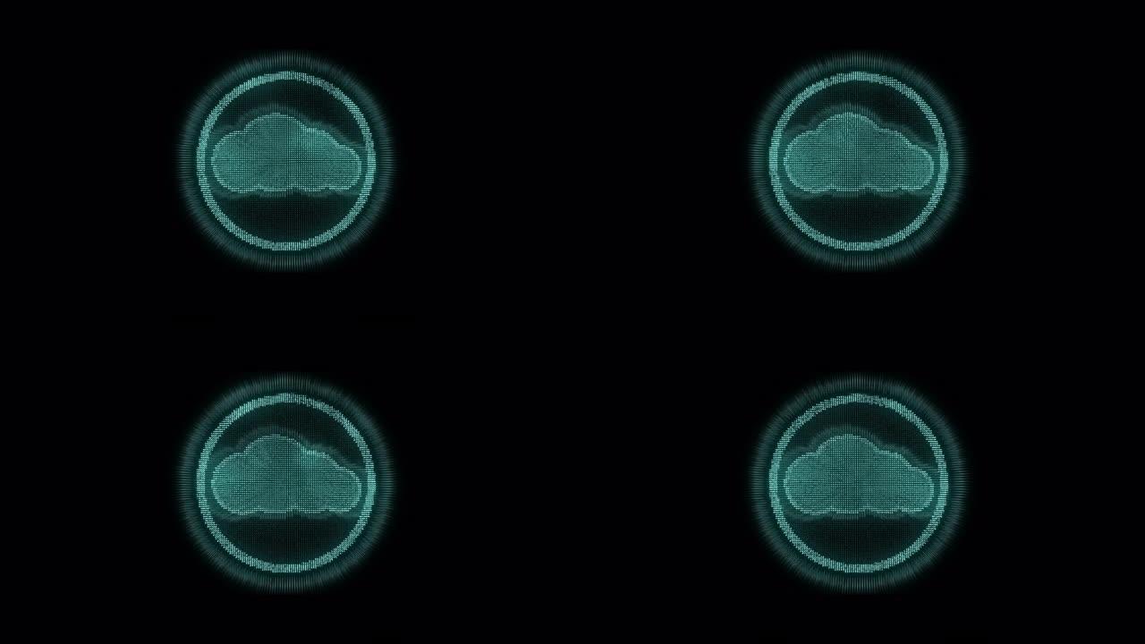 黑色阿尔法层上的4k分辨率未来派设计云计算图标，物联网概念