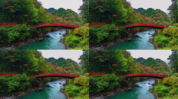 4K，日本日光秋季的时间lapes新京桥