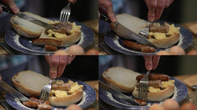 香肠和鸡蛋三明治国外早餐晚餐