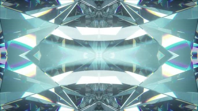 闪闪发光的抽象旋转钻石宏观背景与万花筒效果。无缝循环4k cg 3d动画