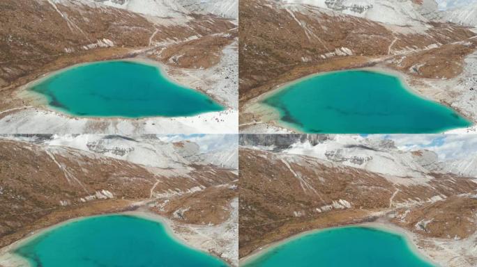 中国国家公园牛奶湖自然保护区的4k鸟瞰图和倾斜。