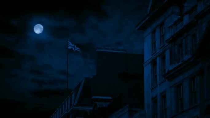 英国国旗在夜间建造