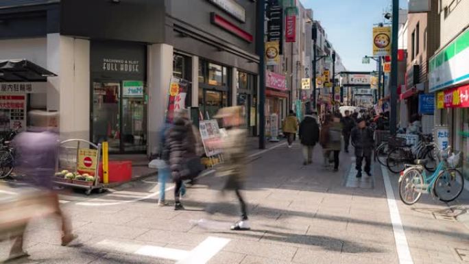 延时: 在日本东京品川的Togoshi-giza购物街拥挤的行人游客