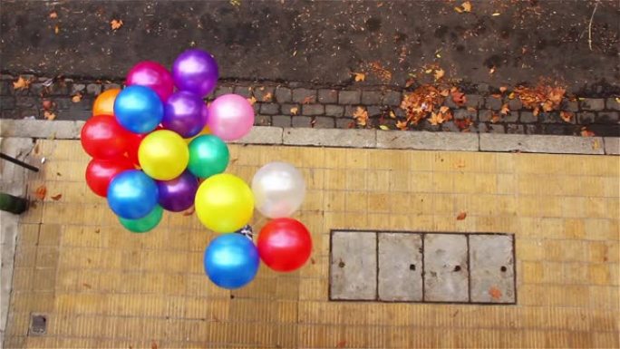 五颜六色的氦气球，儿童节日。
