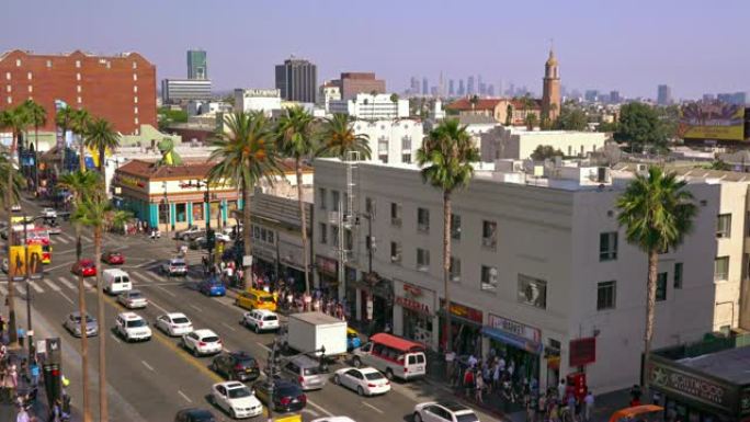 日落大道洛杉矶城市发展现代化都市航拍素材