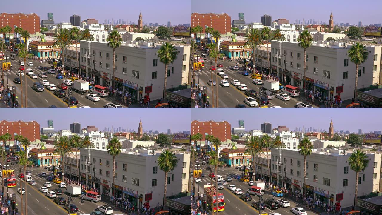 日落大道洛杉矶城市发展现代化都市航拍素材