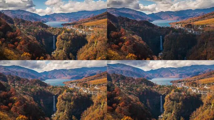 4k延时，在日本日光秋季的Kegon falls放大。