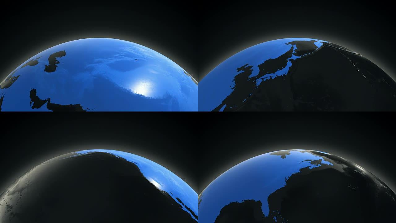 蓝色旋转地球 (可循环)