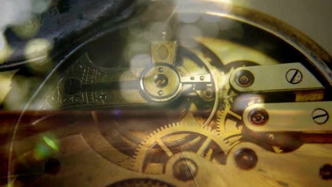 时钟机制工作机械表钟表齿轮转动