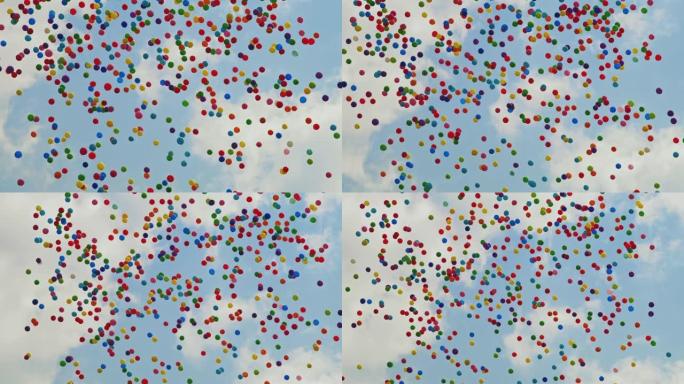 气球飞向天空彩色气球高飞升空