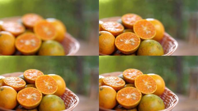 散焦的新鲜橙子新鲜橙子