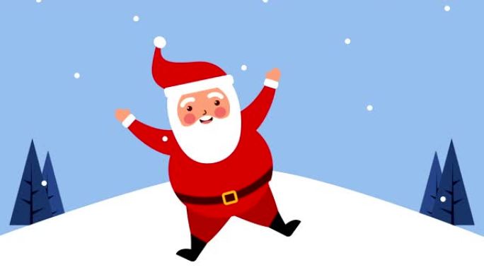 圣诞老人在雪景中的圣诞快乐贺卡