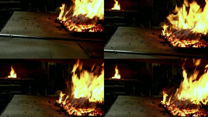 4k车间的壁炉工业冶炼燃烧火焰