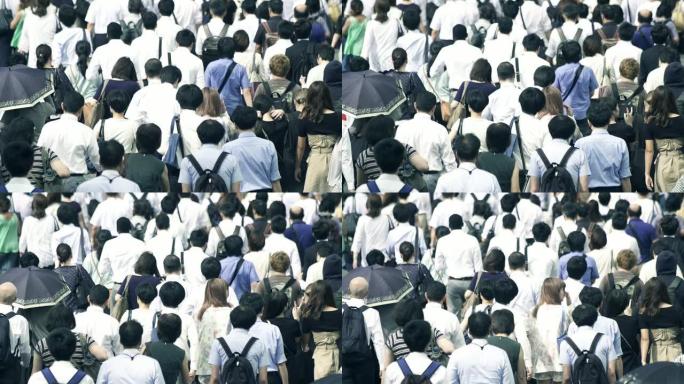 一众商人早上去上班日本东京