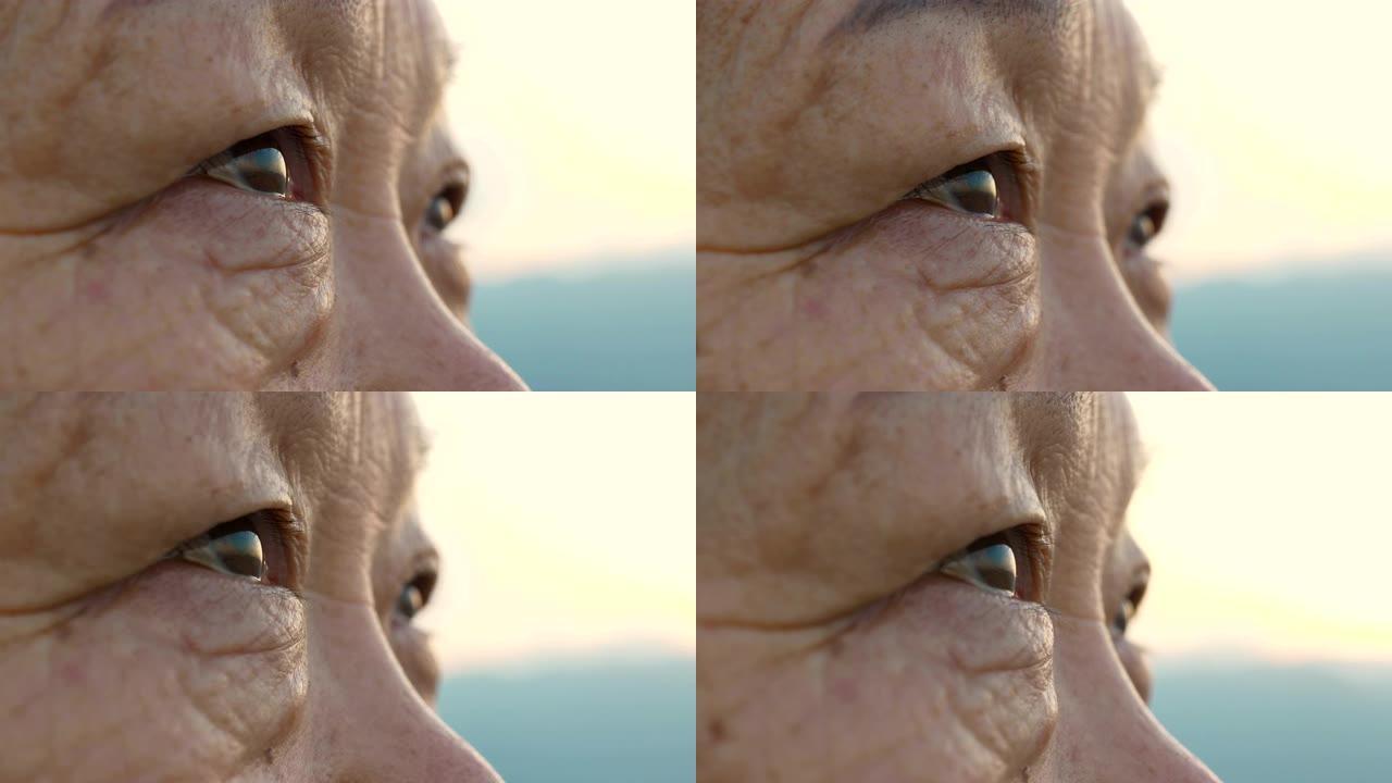 资深女性眼睛特写中老年女性眼睛特写