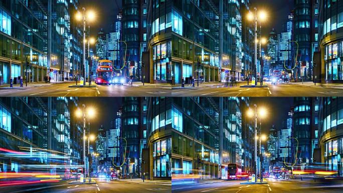 晚上的伦敦商业区。概念。金融大厦。住宅