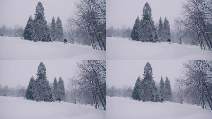 独自在山里。冬季旅行