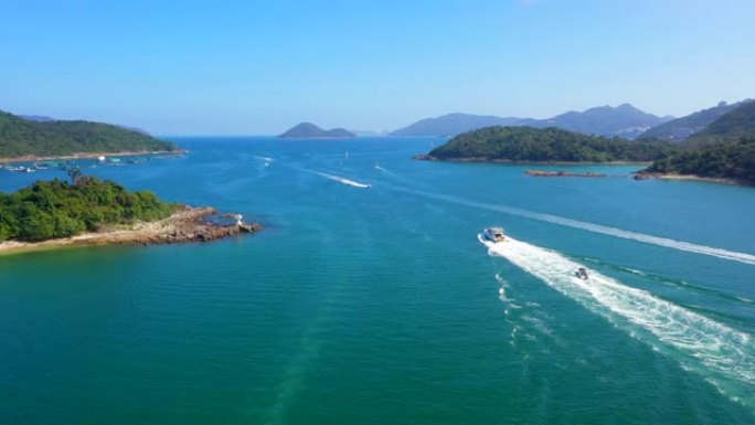 香港西贡半岛河北港或白沙湾鸟瞰图