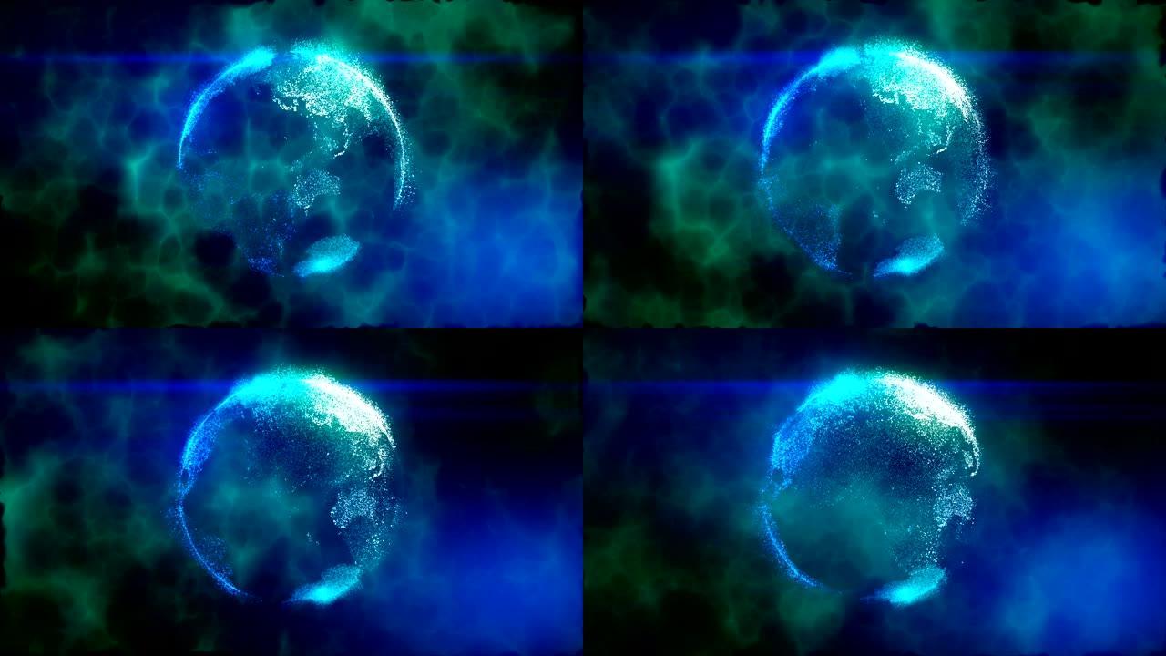 数字地球粒子地球舞台背景led绿色蓝色科